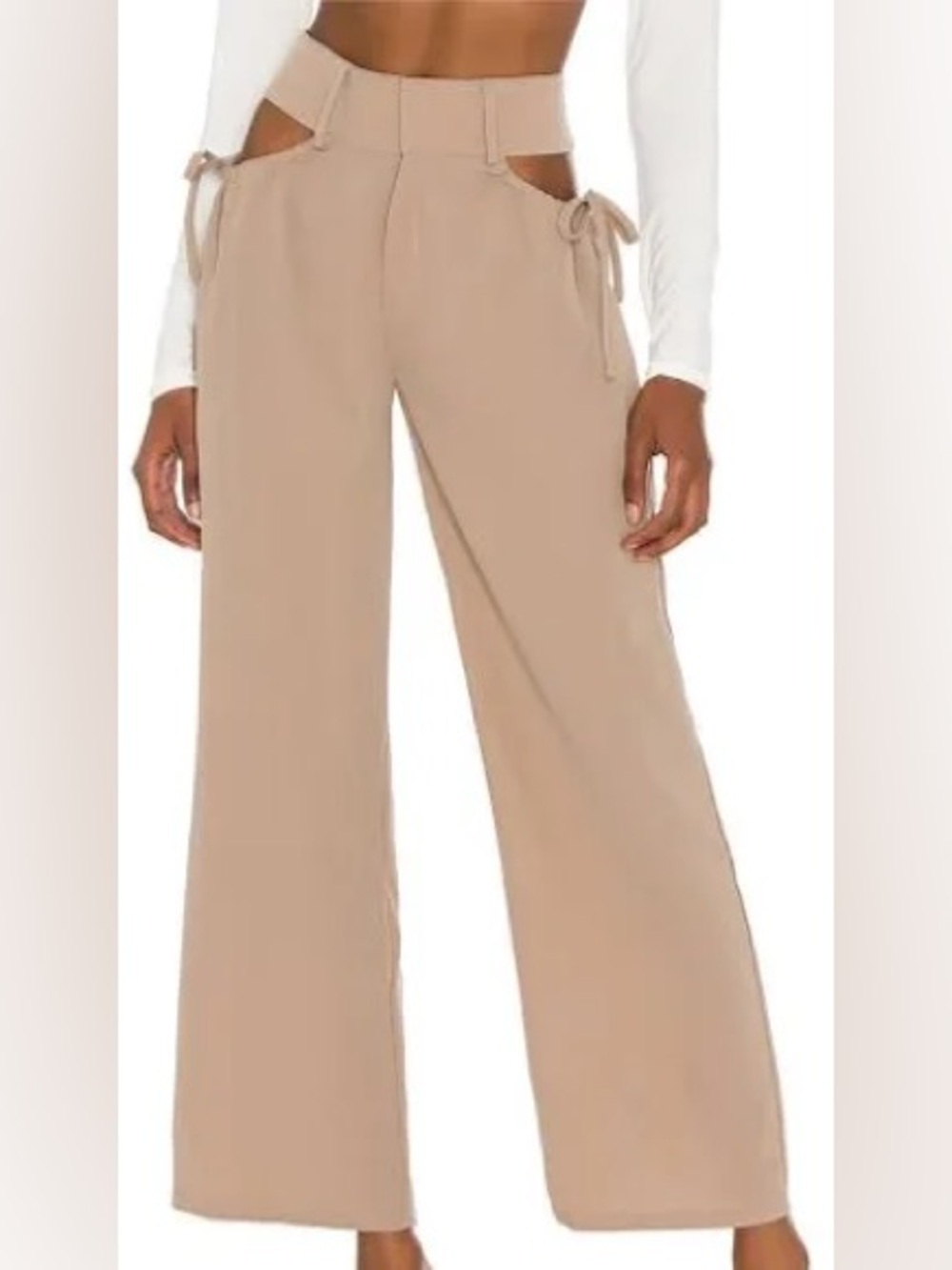 superdown Benny Cut Out Wide Leg Pants Khaki XXS REVOLVE - Picture 6 of 6
